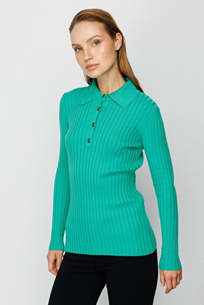 Ekol ON Shirt Collar Ribbed Knitwear