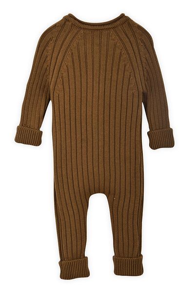 Minora Knitwear Unisex Ribbed Overalls Brown