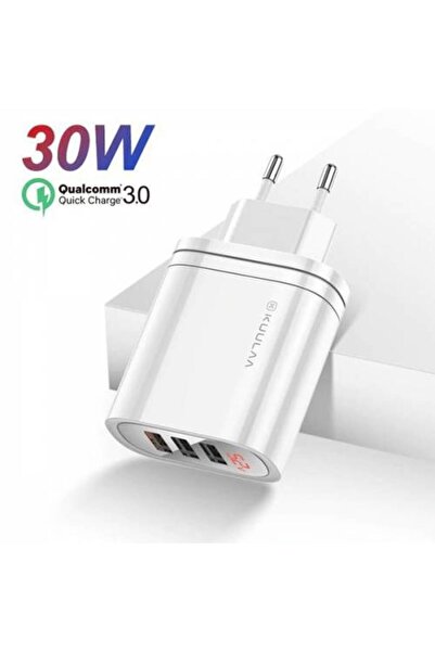 Ally Orjinal Kuulaa 3 Usb Girişli Qc3.0+pd 30w Hızlı Şarj Dijital Ekran Şarj ...