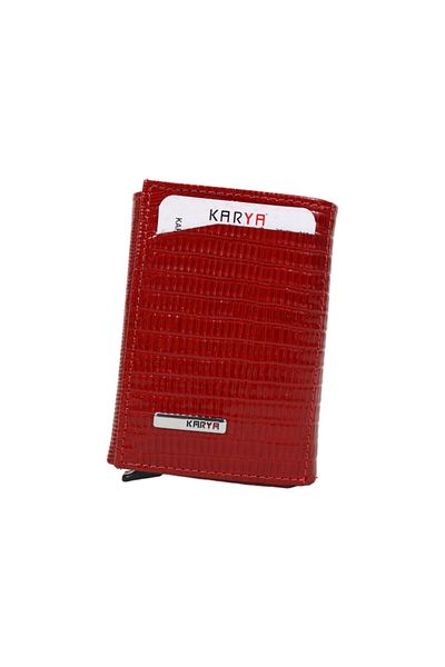Karya Deri Genuine Leather Unisex Mechanism Card Holder Wallet 00600