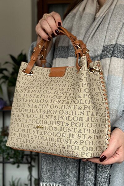 Just Polo 4 Compartments Large Size Braided Model Adjustable Strap Women's Sh...