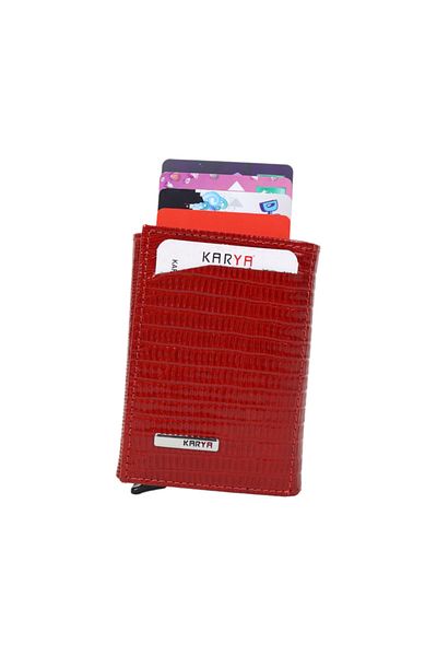 Karya Deri Genuine Leather Unisex Mechanism Card Holder Wallet 00600