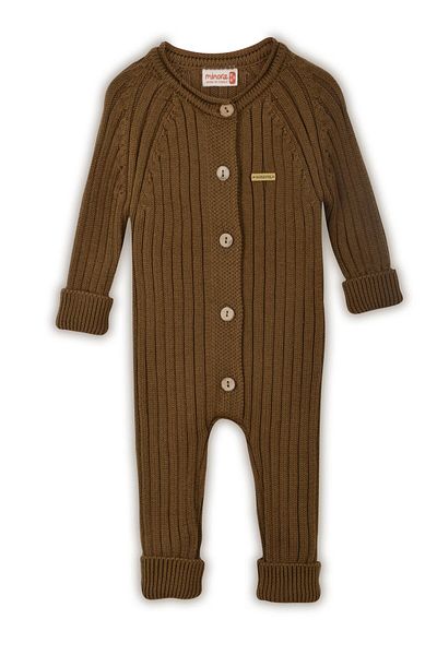 Minora Knitwear Unisex Ribbed Overalls Brown