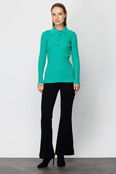Ekol ON Shirt Collar Ribbed Knitwear