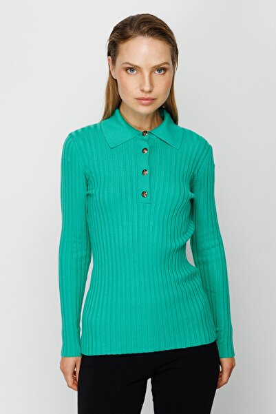 Ekol ON Shirt Collar Ribbed Knitwear
