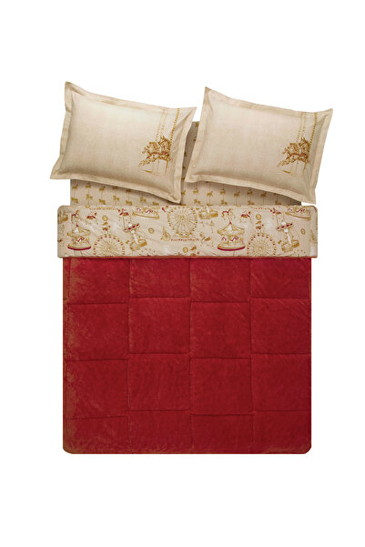 Puffy Cremon Tek Kişilik Threefy Uyku Seti - Kırmızı