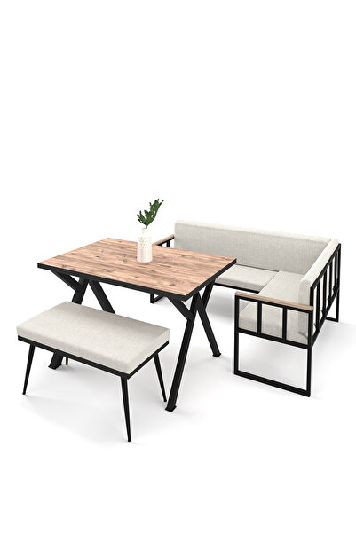 Wood House Polen Mutfak Köşesi Takımı Minderli Bej