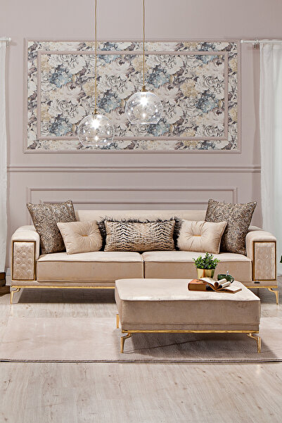 MOBETTO Lexus Üçlü Salon&oturma Odası Kanepe - Krem