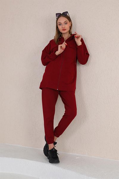 WestBound Γυναικείο Casual Sports Σετ δύο τεμαχίων με τσέπες Claret Red