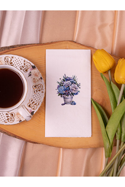 Rima Reklam Ortanca Çiçek Desenli Sunum Peçetesi 20li