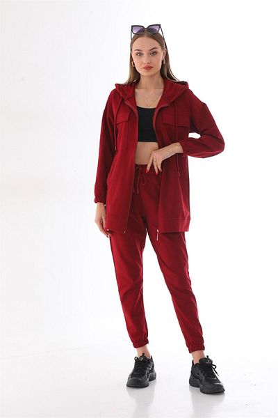 WestBound Γυναικείο Casual Sports Σετ δύο τεμαχίων με τσέπες Claret Red