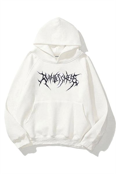Gofeel Harajuku Street Black Text 3 Thread Thick Fabric White Oversize Sweatshirt HS