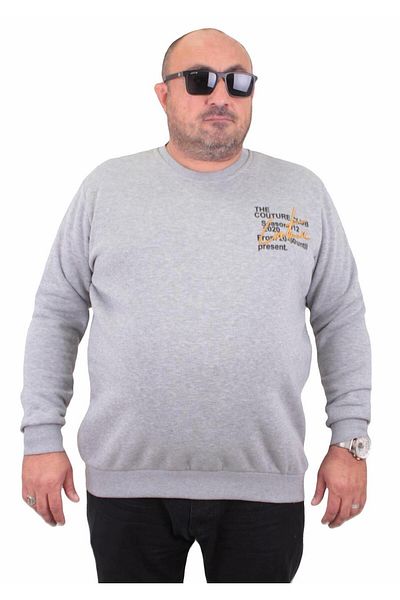 MocGrande Ανδρικό μεγάλο μέγεθος Crew Neck Sweat Conture Club 23203 ΓΚΡΙ ΜΕΛΑΝΖ