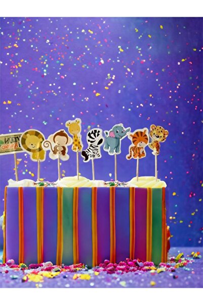 Happyland 10 Pieces Luxury Figured Model Safari Toothpick Birthday Ornament P...