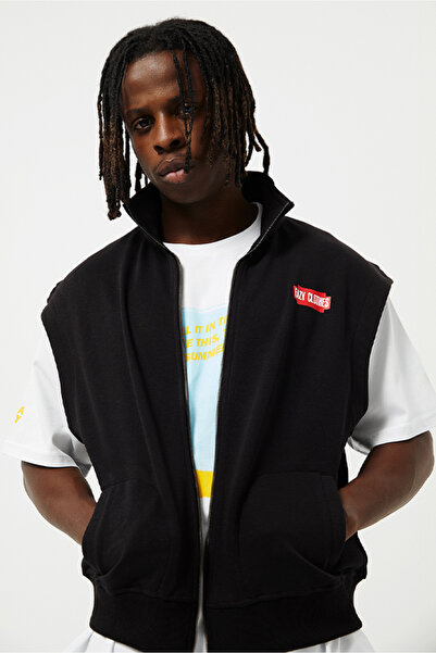 Eazy Co Vestă neagră unisex Eazy Basic cu guler ridicat