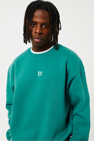 Eazy Co Hanorac gros Eazy Basic Oversize, unisex, verde coral, cu gâtul rotund