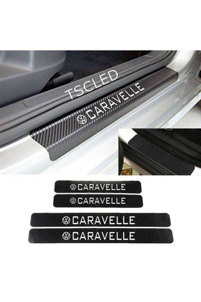 TSC مجموعة ملصقات لتغطية عتبة الباب من الكربون كارافيل مكونة من 4 قطع ZZ246