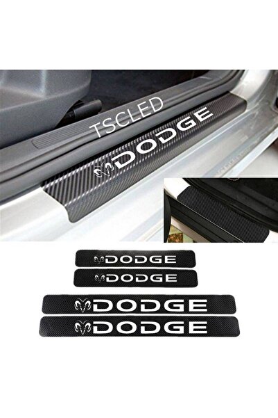 TSC مجموعة ملصقات دودج الكربونية لتغطية عتبة الباب مكونة من 4 قطع zz42