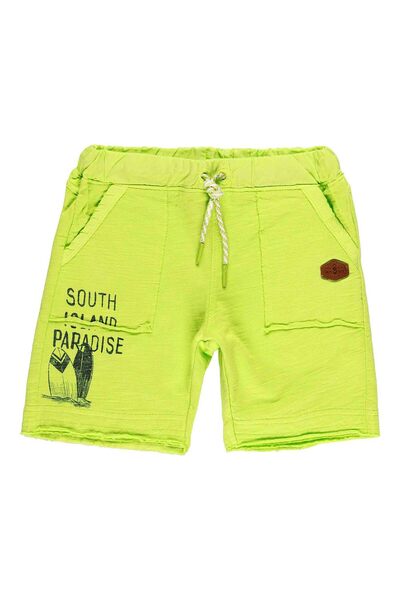 Boboli Erkek Çocuk Yazı Baskılı Bermuda Şort Neon Yeşil