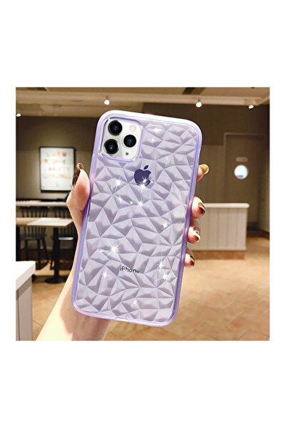 Molly Iphone 11 Pro Max Uyumlu Mor Kristal Şeffaf Silikon Kılıf