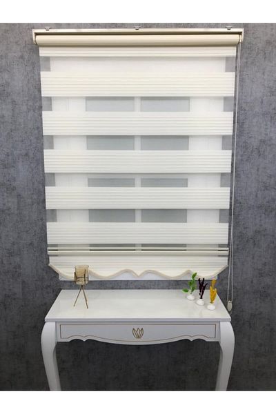 TREND STOR PERDE Wide Pleat Cream Zebra Sunshade Curtain