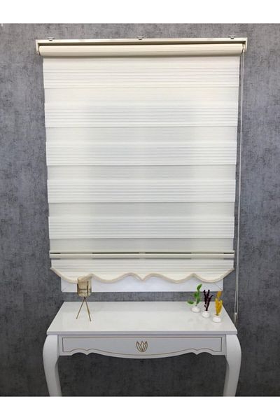 TREND STOR PERDE Wide Pleat Cream Zebra Sunshade Curtain