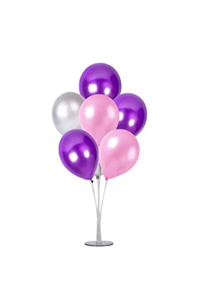 Parti Station Βάση για μπαλόνια σε ροζ, μωβ και γκρι χρώμα με πόδια