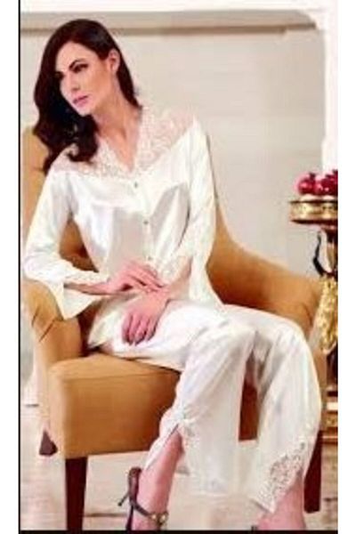 Nurteks Satin Ecru Pajama Set - 5692