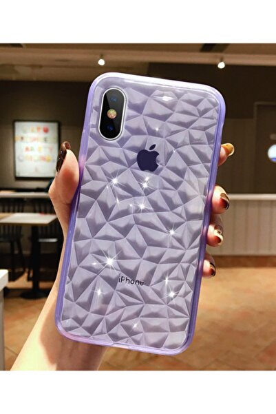 Molly Iphone Xs Max Uyumlu Mor Kristal Şeffaf Silikon Kılıf