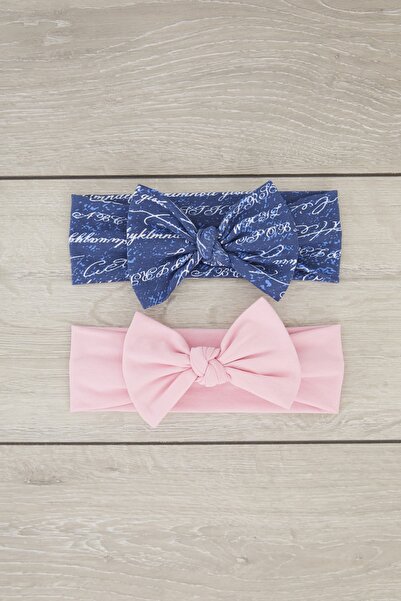 Babygiz Χειροποίητο μαλακό φιόγκο δεμένο από φυσικό βαμβάκι χτενισμένο ΔΥΟ Παιδικά κοριτσάκια Μπαντάνα Ροζ Μπλε