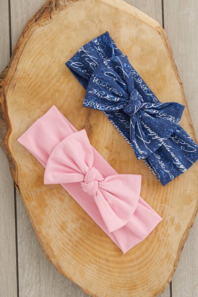 Babygiz Χειροποίητο μαλακό φιόγκο δεμένο από φυσικό βαμβάκι χτενισμένο ΔΥΟ Παιδικά κοριτσάκια Μπαντάνα Ροζ Μπλε