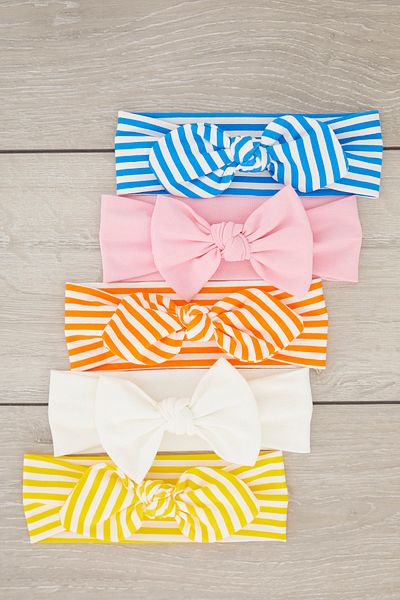 Babygiz Girl's Handmade Soft Bow Cotton Double Layer Combed Cotton 5-in-1 Bandana Hair Band Set