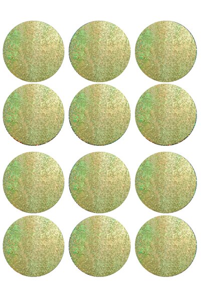 TELLGRAF ملصق دائري ملون بهولوجرام أصفر (2.5X2.5 سم)