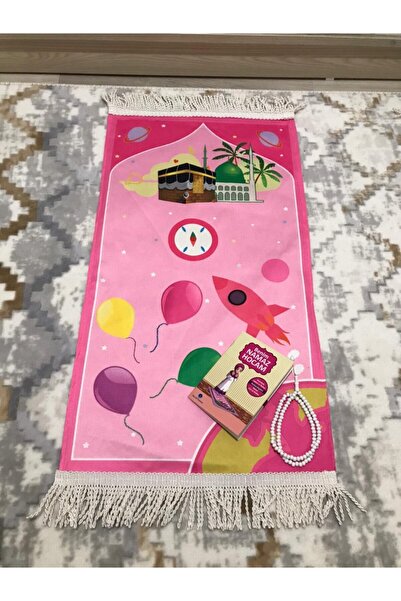 Hicaz Pazarı Dijital Baskı Çocuk Çift Katlı Astarlı Tesbih Namaz Dua Ibadet K...