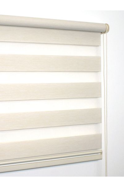 buperde Ecru (Light Cream) Eco Bamboo Zebra Roller Blinds
