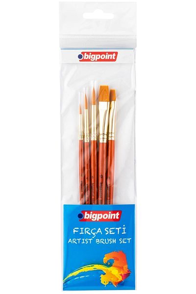 Bigpoint 985 Series - Synthetic Bristle BrUsh Set oF 5 with Blister, RoUnd and CUt Tip