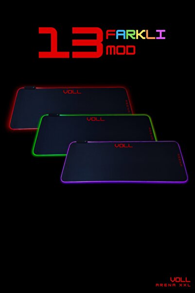 VOLL BLUME VOLL ARENA Rgb Siyah 800 x 300 mm Gaming Oyuncu Gamer Mousepad - D...