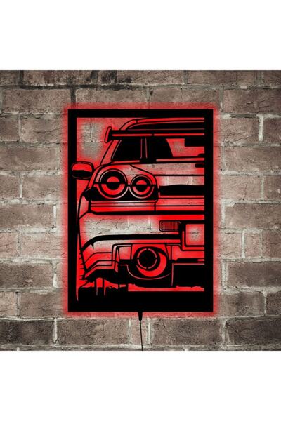 Lucarte Nissan R34 Led Işıklı Tablo Ahşap Duvar Dekoru