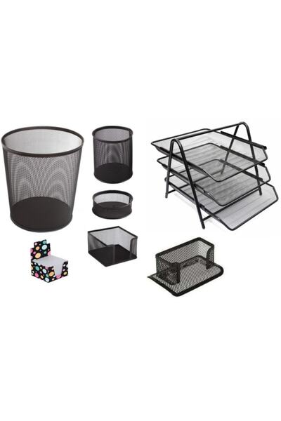 sert kırtasiye büro malzemeleri Masa Üstü Perfore 7 Parça Siyah Set