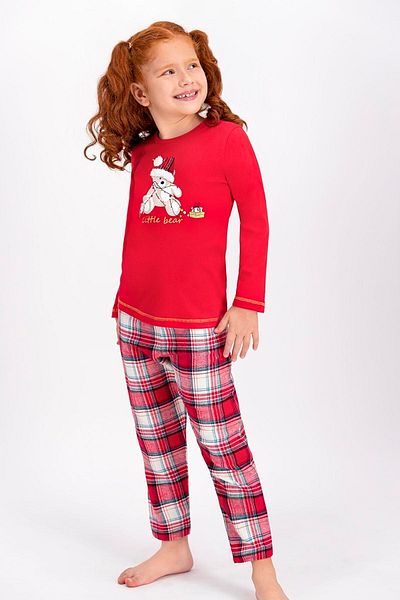 Arnetta Girl's Light Red Little Bear Pajama Set