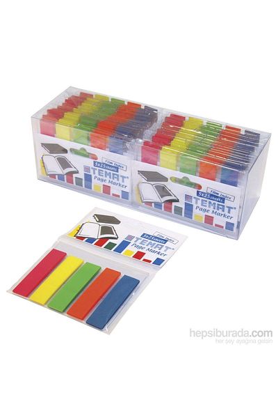 Temat 12x45 Mm 5-Piece Indox Pointing Tape Film Bookmark - 1 Pack 30 Pieces