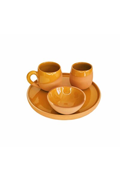 Avanos Sunumluk Toprak Kahve Fincan Takımı Tek Kişilik (EL YAPIMI)