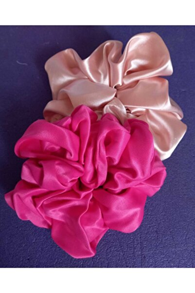 StickerHome34 Комплект от 2 сатенени ластици за коса в цвят прасковен розов и...