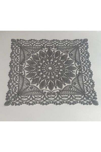 WENESSİ Honeycomb Pattern Anglez Cordone Embroidered Tulle Charger Set of 6