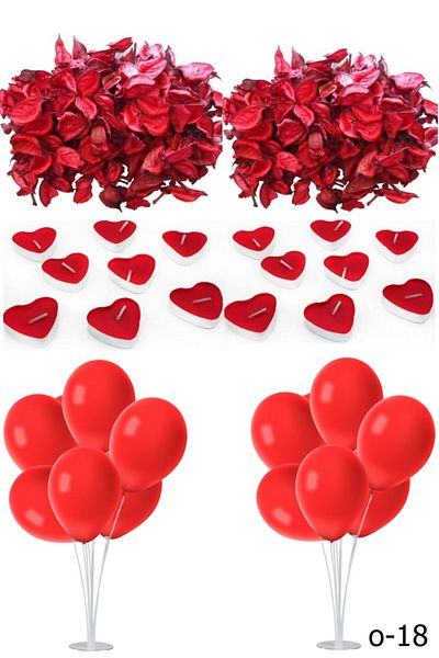 BARN MEMBERS Tealight Heart Candle 50 Piece Balloon Stand Dry Rose Concept Set