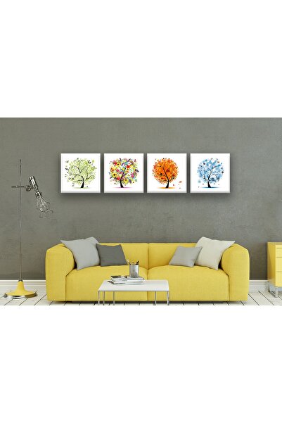 Zeta Aks Four Seasons 4 Piece Cotton Canvas Painting