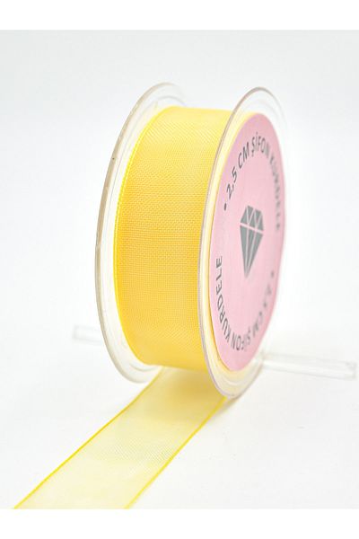 E Elmas Yellow Chiffon Ribbon 2.5cm-20m