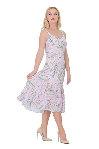 Loe Tiessi Жіноче рожеве плаття на бретельках з квітковим візерунком