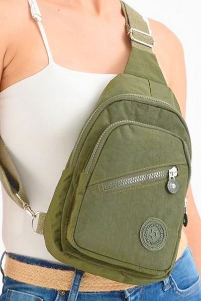 Lederax Ld51 Crinkle υφασμάτινο λουράκι διπλής όψης Τσάντα στήθους Bodybag