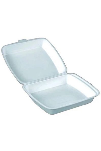 PLASTİKAP Mg Home 10 Pieces of Uncompartmented Foam Plate with Lid 10 Pieces of Picnic Plate Foam Plate